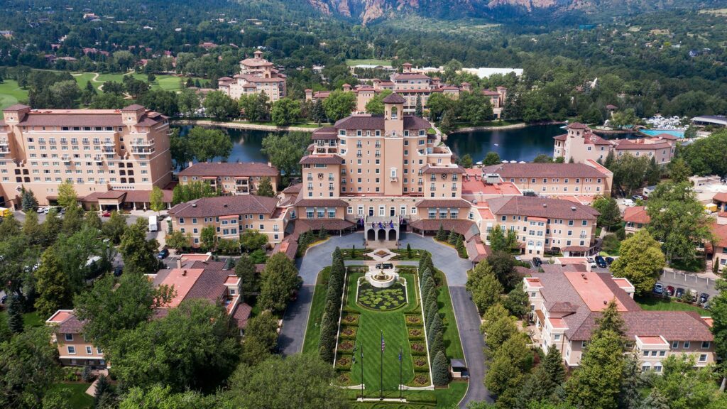 Aerial view of The Broadmoor resort